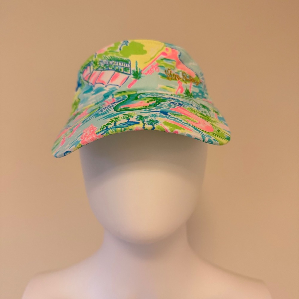 Lilly Pulitzer The Honda Womens Classic Visor Blue Pink Tropical Golf Sun Hat